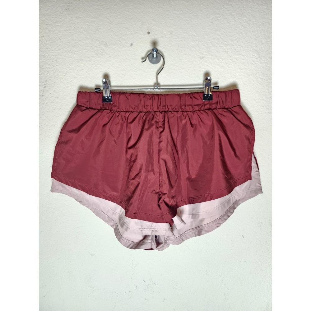 Free People The Way Home Shorts Womens Medium Burgundy Layered Running Smocked